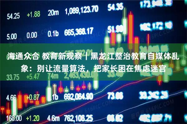 海通众合 教育新观察｜黑龙江整治教育自媒体乱象：别让流量算法，把家长困在焦虑迷宫